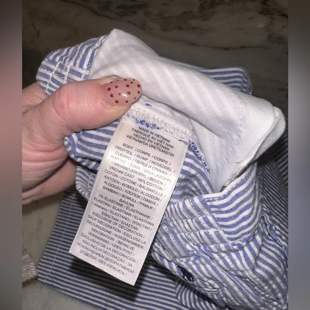 Ralph Lauren Baby‎ Size 18 Mths Seersucker Striped Blue & White Pants